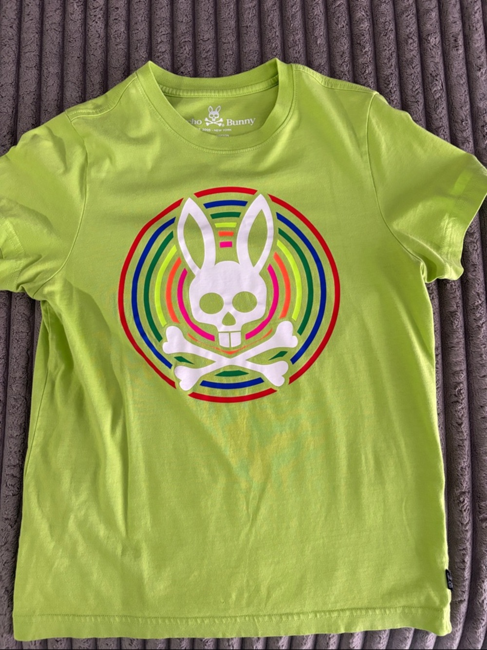 Psycho Bunny Kids Neon Lime Graphic Bunny Tee